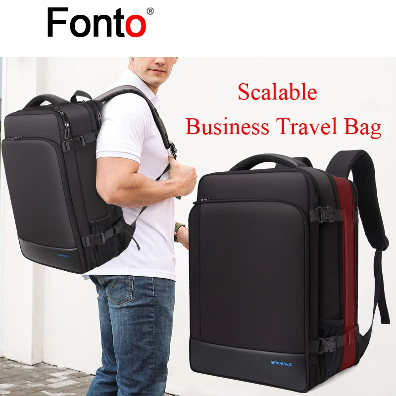 Fonto Large Capacity Backpack Men's Expandable Travel Business Computer Bag Fashion Multifunctional Business Hinking Backpack