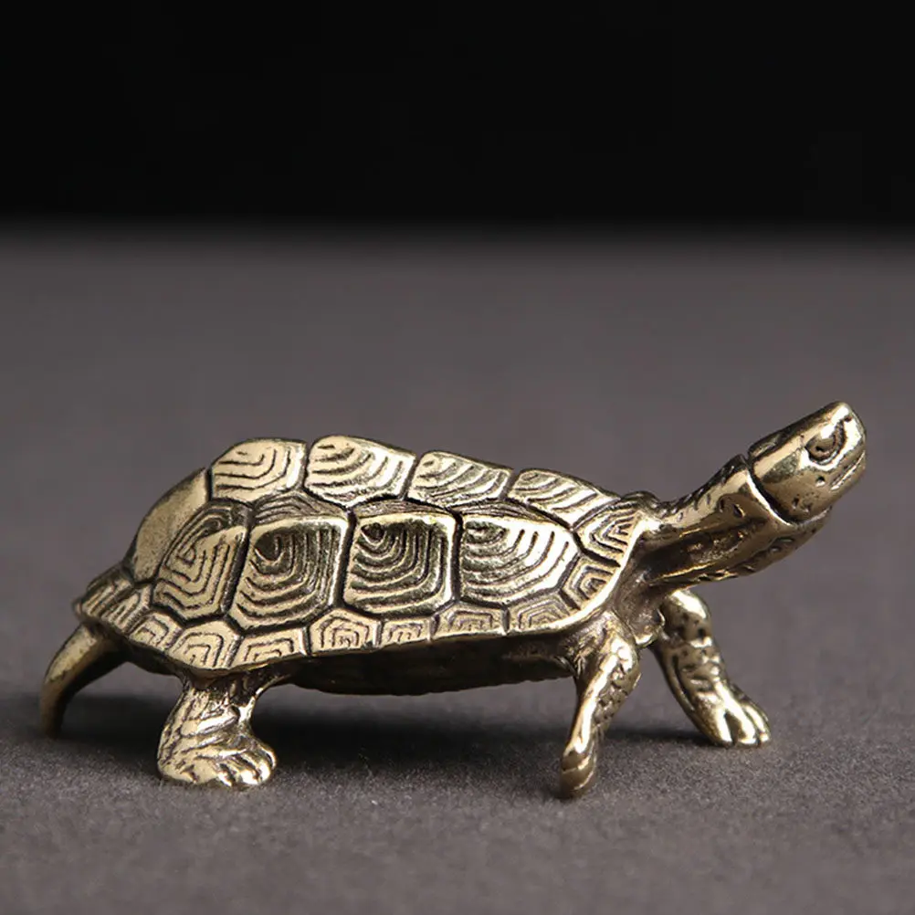 Solid Turtle Desktop Ornament Handmade Brass Mini Garden Ornament Bonsai Plant Decor Micro Landscape Decorative Crafts Garden