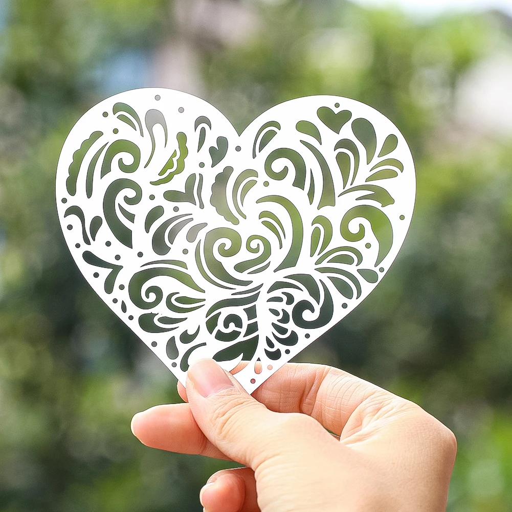 Hollow Heart Flower Hanging Stainless Steel DIY Wind Chimes Pendant Suncatcher Wind Spinner Making Part Accessories Garden Decor
