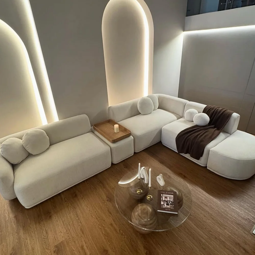 

# Italy Modern Couch Living Room Sofas Cloud Modular Sectional Sofa Luxury Fabric Curved Sectional Sofa Living Room Furniture