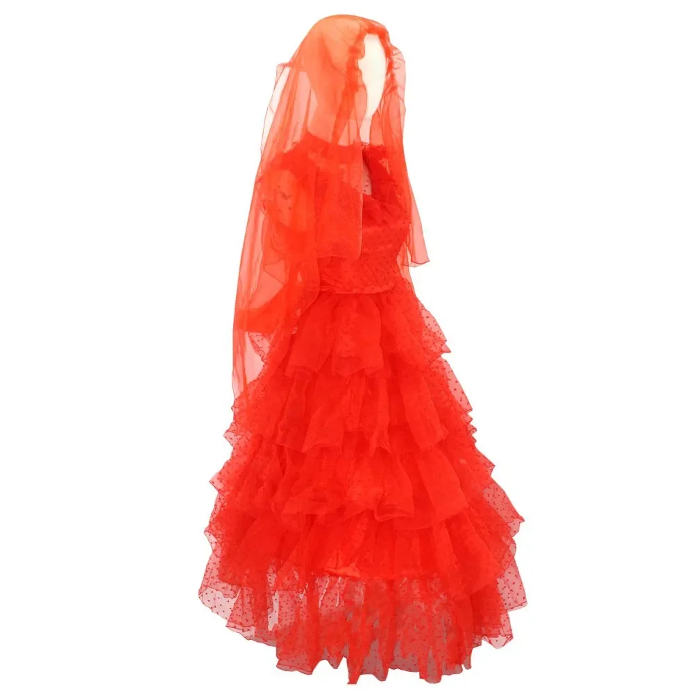 Film Lydia Deetz Costume Cosplay Beetle Sposa Donne adulte Abito lungo rosso Abito Halloween Outfit Party Uniform