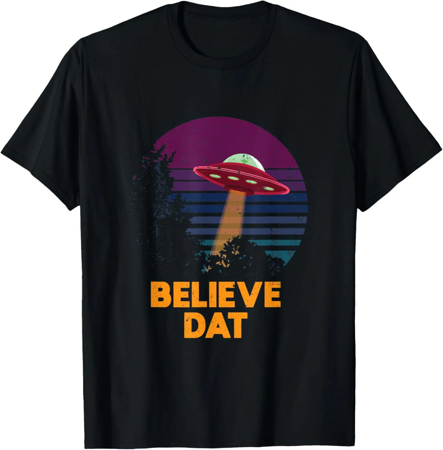 

Vintage Believe Dat Retro Sunset Alien T-Shirt