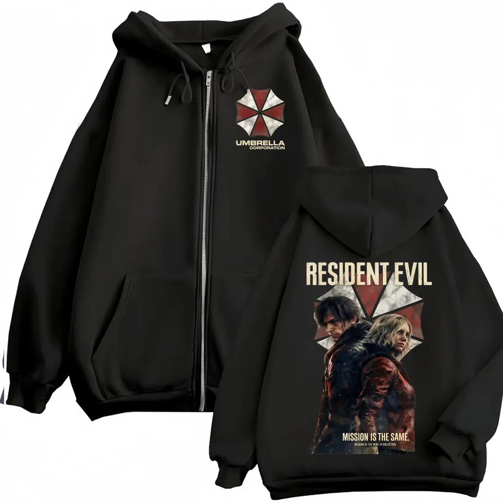 Limited Leon Kennedy Zipper Hoodies Resident Evil Requiemm Anime Jacke Sweatshirts Herren Damen Mode Klassischer Zip-Up Hoodie Mantel – Detail 2