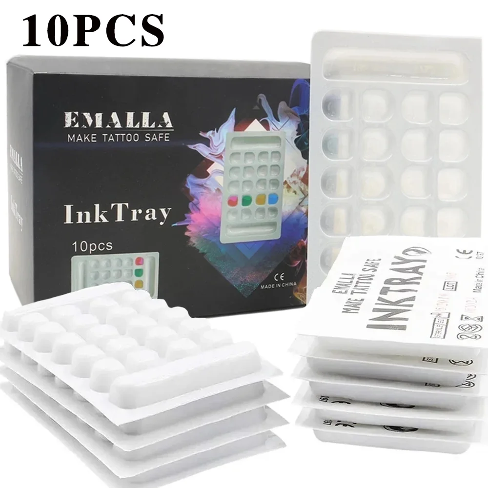 

Disposable Tattoo Ink Tray 10PCS Tattoo Ink Storage Container Pigment Storage Tray Ink Holder Makeup Tattoo Accessories