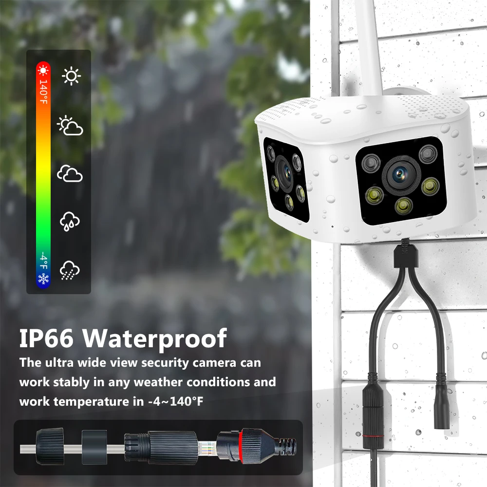 6MP Panoramic Dual Lens IP Camera 2.4Ghz WiFi Color Night Vision 5MP RJ45 Port 165° Angle Video Surveillance WiFi Camera Fisheye