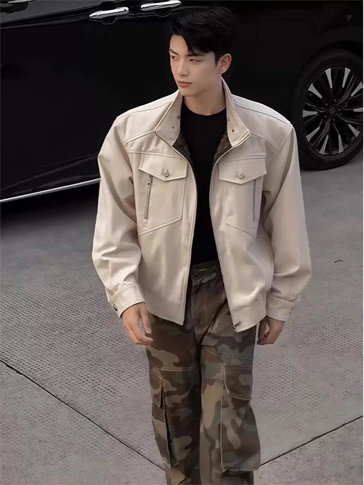 

Khaki Pilot Jaet Loose Fit Stand Collar Workwear Outerwear for Men Spring Season Cleanfit High-End Feeling Stand Sle