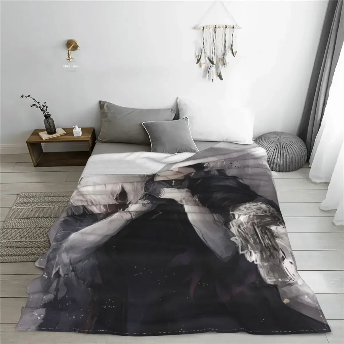 2B 9S Game Flannel Blanket NieR Automata Awesome Throw Blankets for Sofa Bedding Lounge 150*125cm