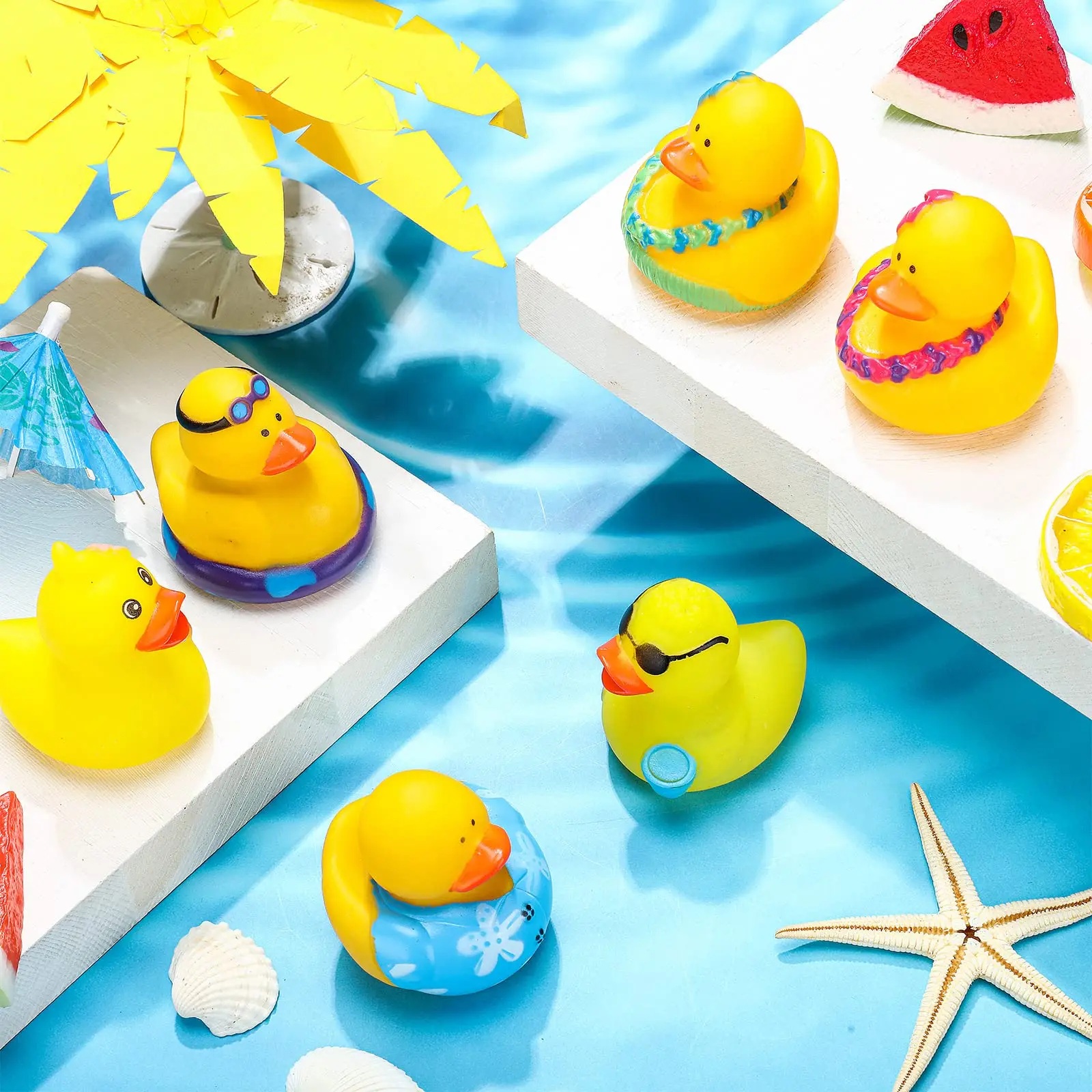 48 Pezzi Paperelle di Gomma Galleggianti Mini Giocattoli da Bagno Estivi, Paperelle Squeaky per Baby Shower, Bomboniere per Feste di Compleanno, Piscina e Vasca da Bagno