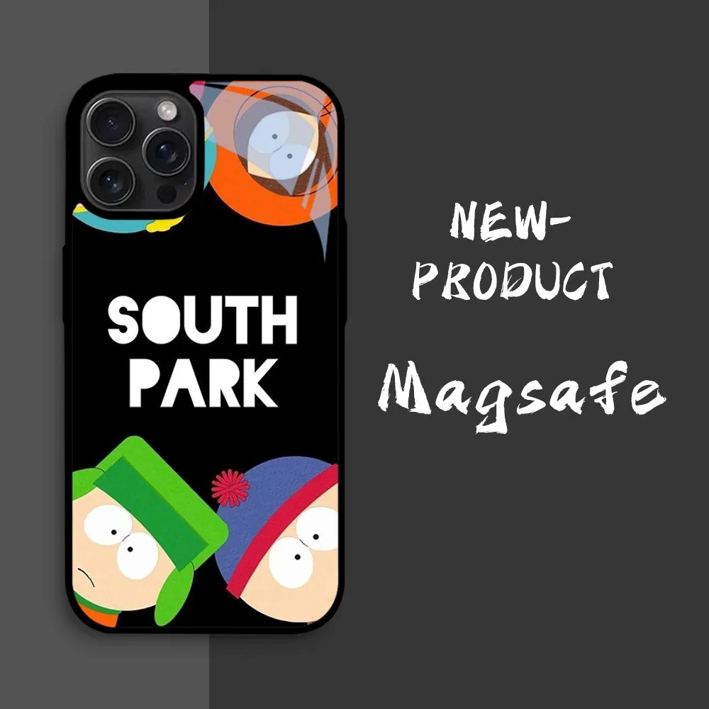 Cartoon S-South P-Park Phone Case For iPhone16 15 14 13 12 11 Pro Xs Max Mini XR X 7 8 Plus luxury Mirror Hard Funda