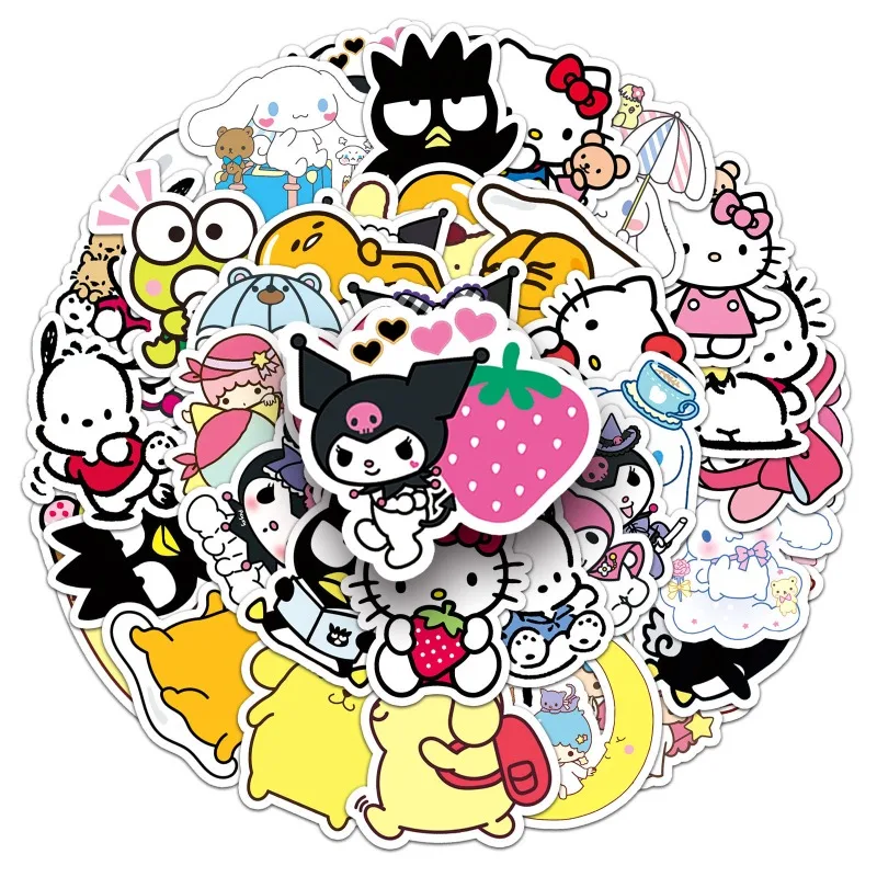 Sanrio สติกเกอร์ตกแต่งรูปตัวการ์ตูนน่ารัก Kuromi Hello Kitty ของฉัน Melody