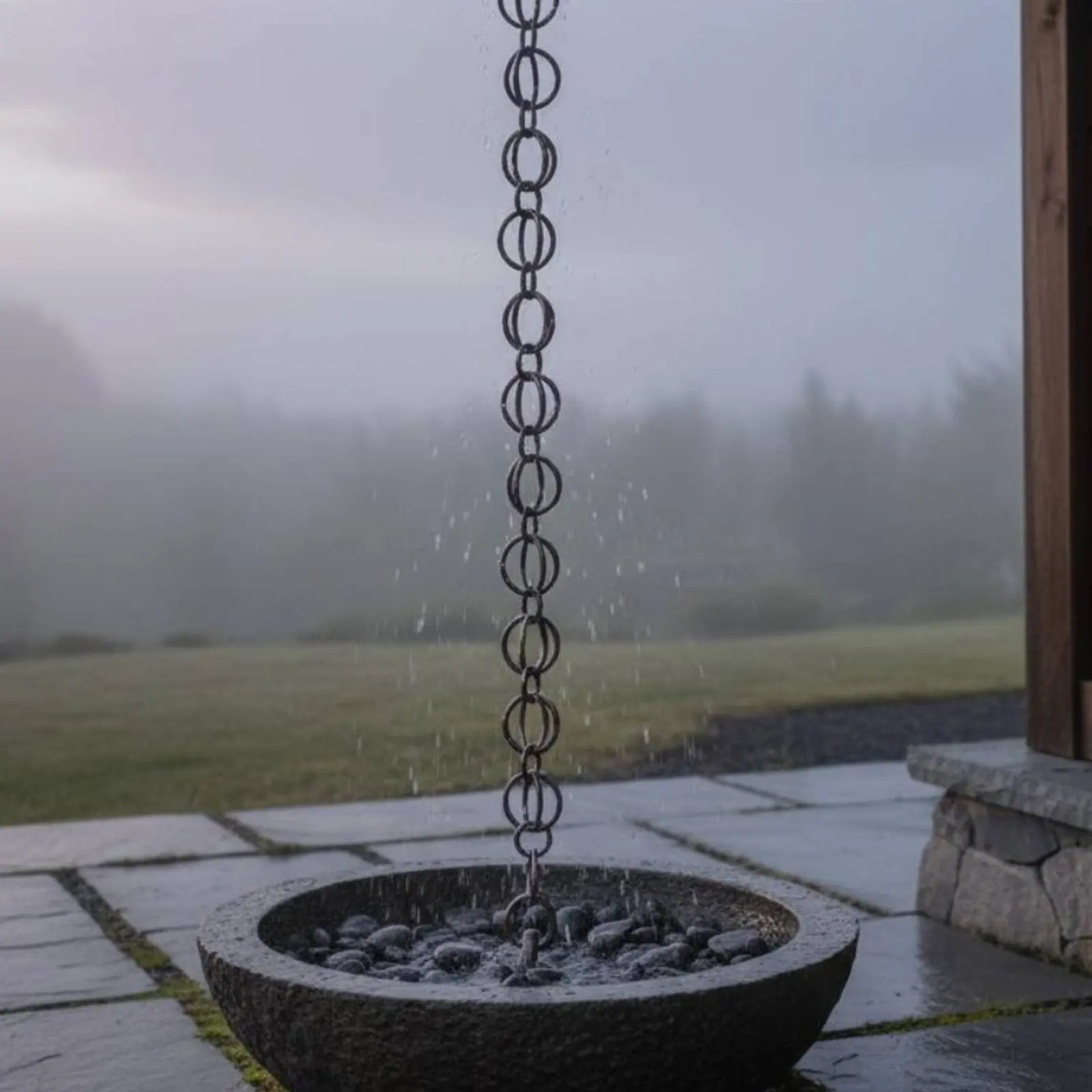 

Rain Chain Architectural Feature Japanese Design Rain Chain Eaves Drainage System Reduces Splashing Outdoor Decor for Courtyard