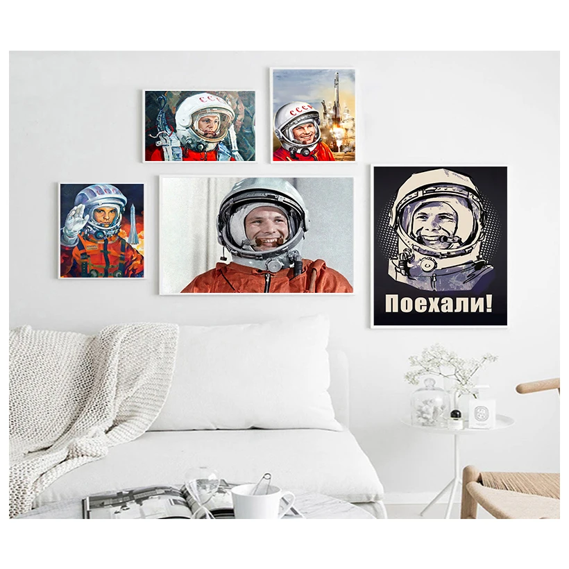 Space Heroes Yuri Gagarin Posters And Prints Wall Pictures For Living Room Vintage Canvas Painting Decorative Home Decor Quadro