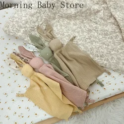 Baby Comforter Cute Baby Rabbit Cat Muslin Towel Soft Cotton Sleeping Dolls Soothing Cloth Blanket Newborn Appease Towel Bibs