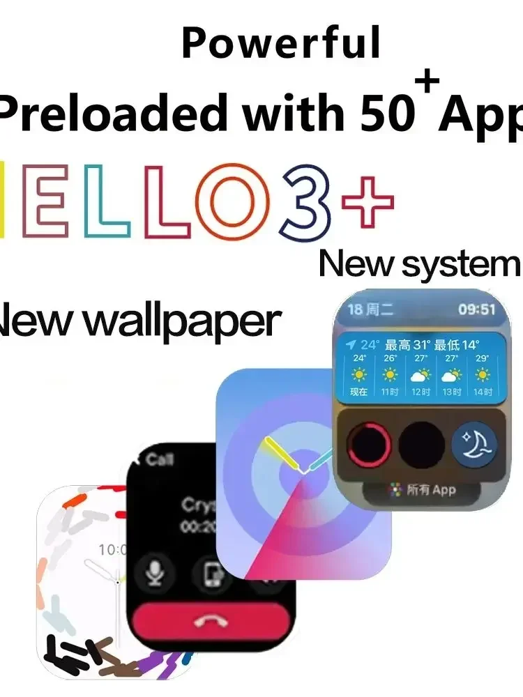 Hello3 + jam tangan cerdas 2024 pria wanita, arloji Cerdas HD AMOLED 1G ROM NFC kompas panggilan Bluetooth untuk IOS