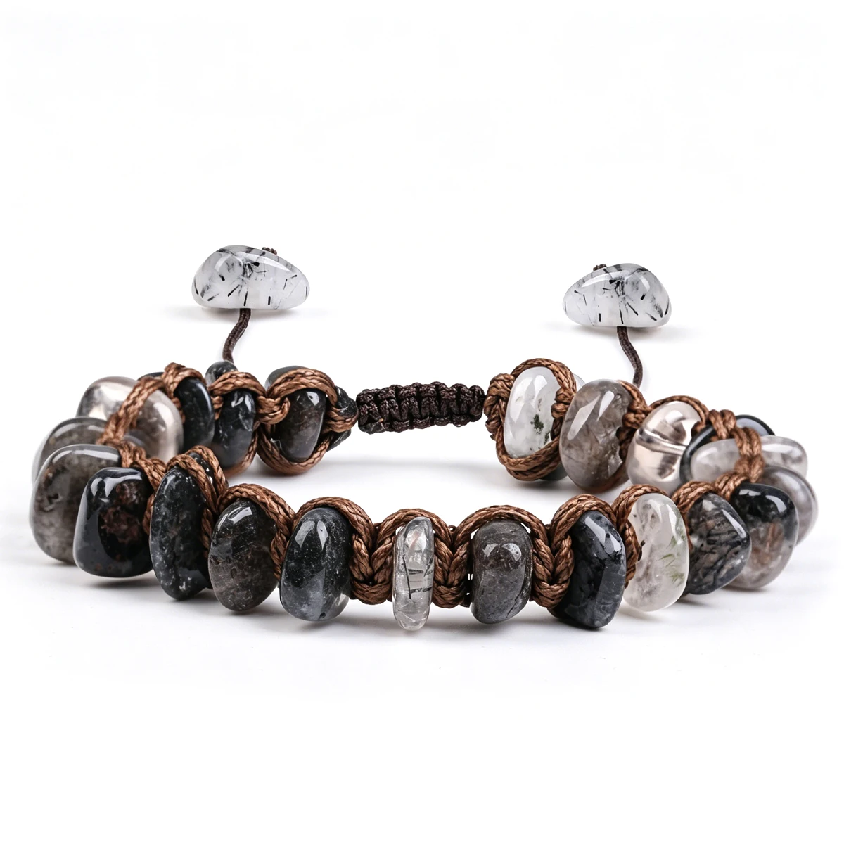Herren-Armband aus Natürlichen Edelsteinen: Energiestein Tigerauge, Obsidian, Gelber Kristall, Handgefertigter Männerschmuck als Geschenk – Detail 23