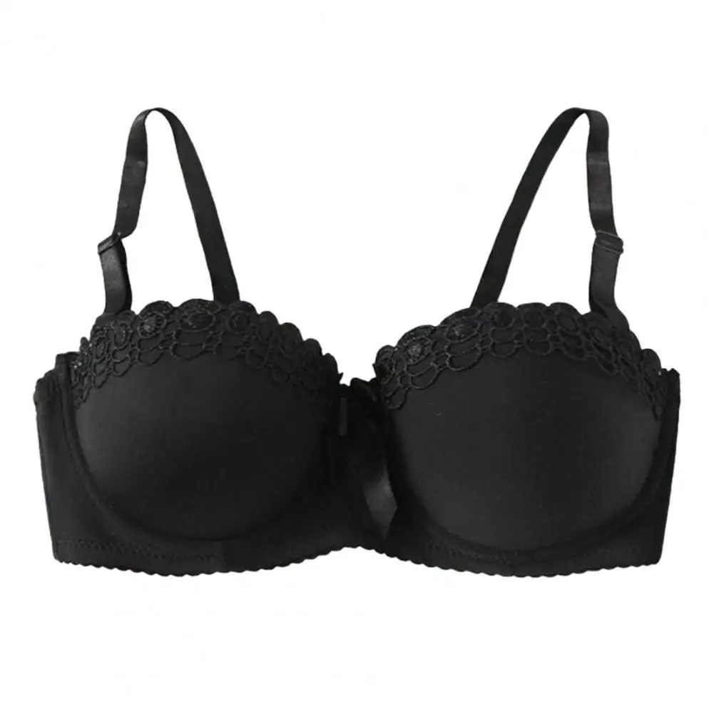 Supportive Bra with Steel Rings Lace Bralettes for Women Sexy Demi Unlined Padded Balconette Bra Push Up Underwire Supportive