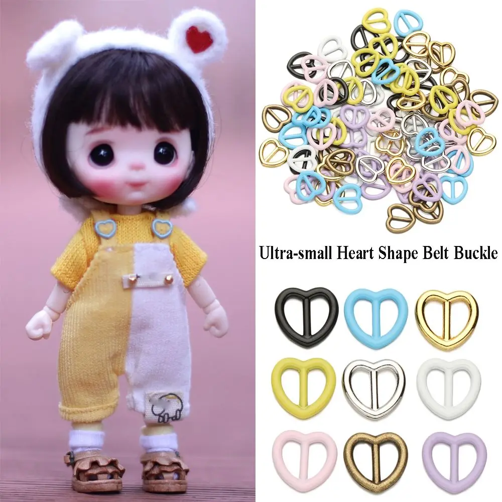 10Pcs 5mm Mini Ultra-small Heart Shape Belt Buckle Doll Bags Buckles DIY Dolls Metal Buckles Doll Shoes Clothes Accessories