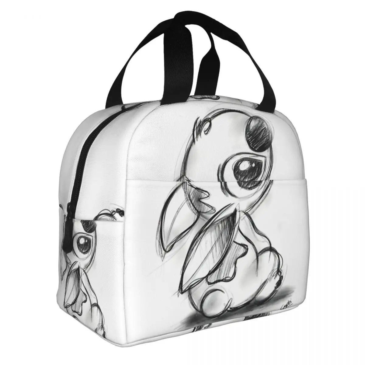 Thermal Food Pouch Sketch Large Capacity Disney Leroy & Stitch For Work Office Lunch Container For Boy Girl