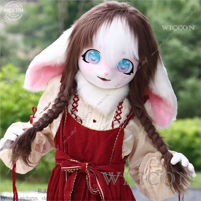 Harige dieren cosplay kostuum schattige kat meisje dierenkop komische tentoonstelling draagbare Kig hoofd anime kat masker outfit hangoor konijn