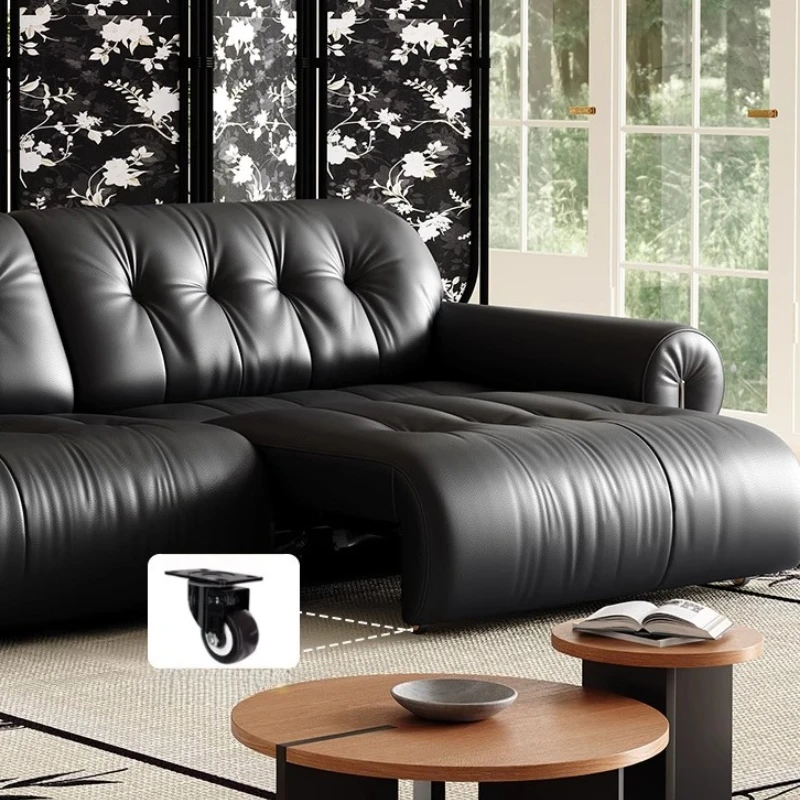 French Designer Sofas Electric Leather Retro Style Luxury Gaming Sofas Living Room Aesthetics Sillon Cama Entrance Furniture