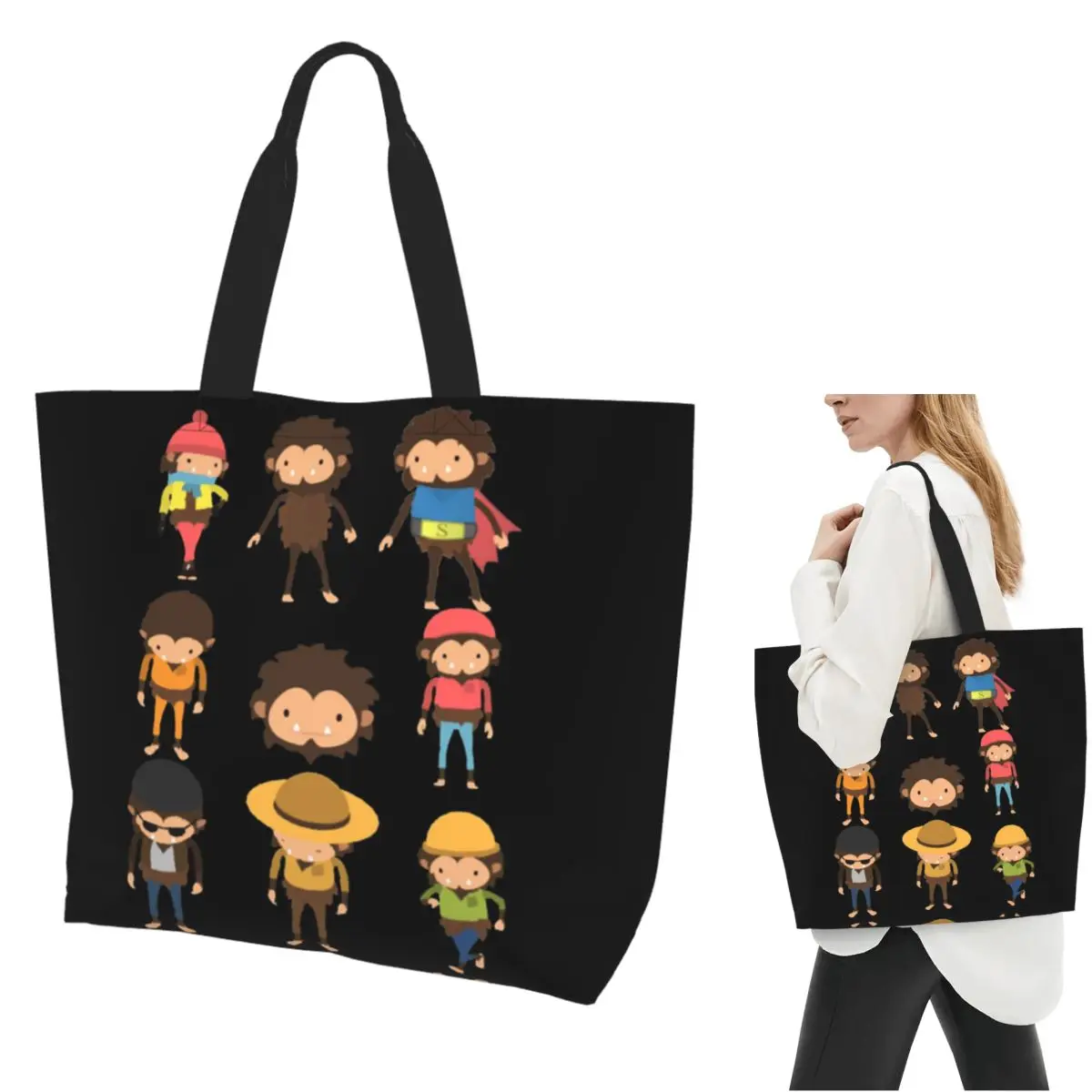 

Sneaky Sasquatch Poster Shopping Tote Bag Canvas Large Capacity Shoulder Bags Shopper Grocery Handbag for Women