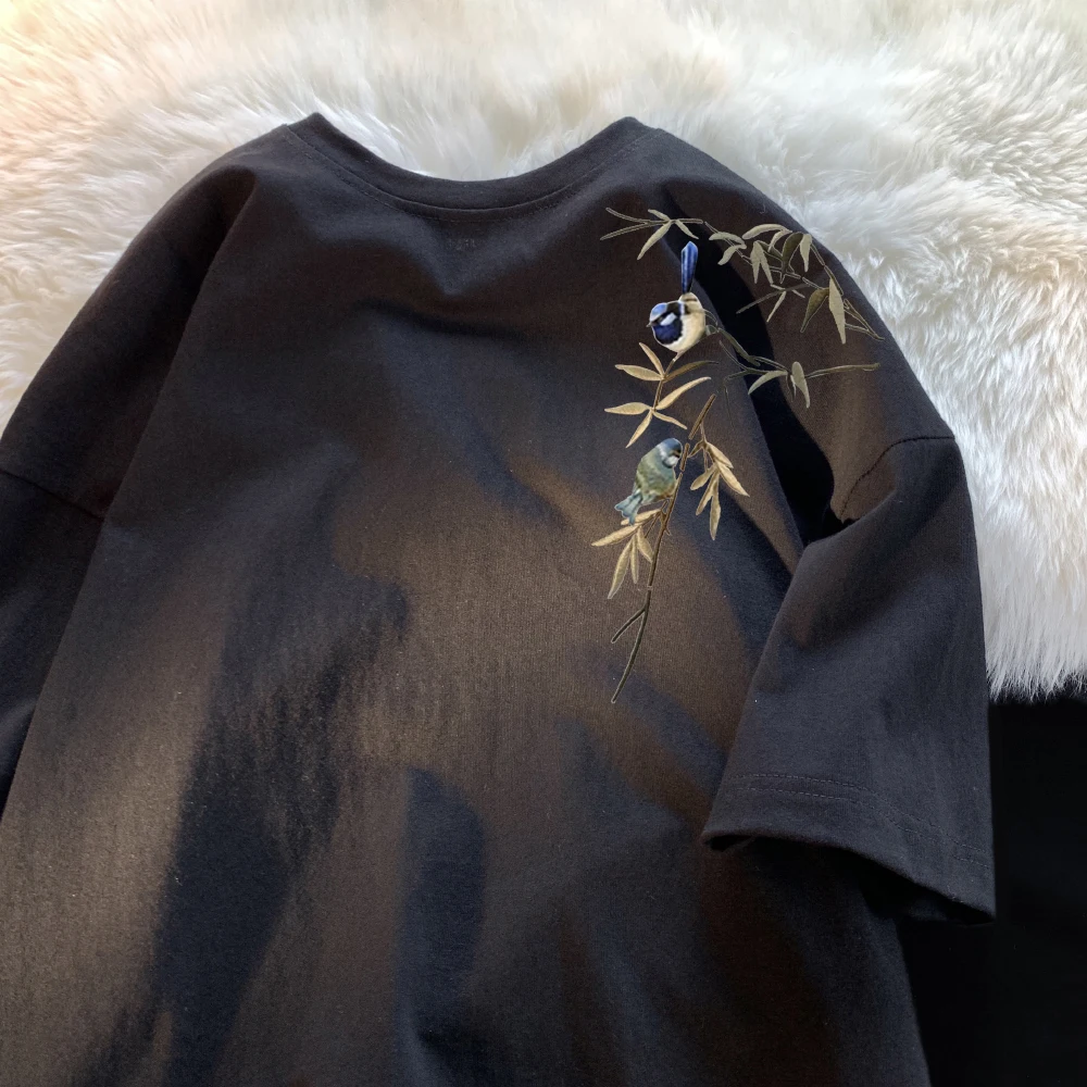 

Модная китайская футболка унисекс с коротким рукавом, свободного кроя, с принтом, повседневная, летняя, для мужчин, женщин и молодежи, с круглым вырезом