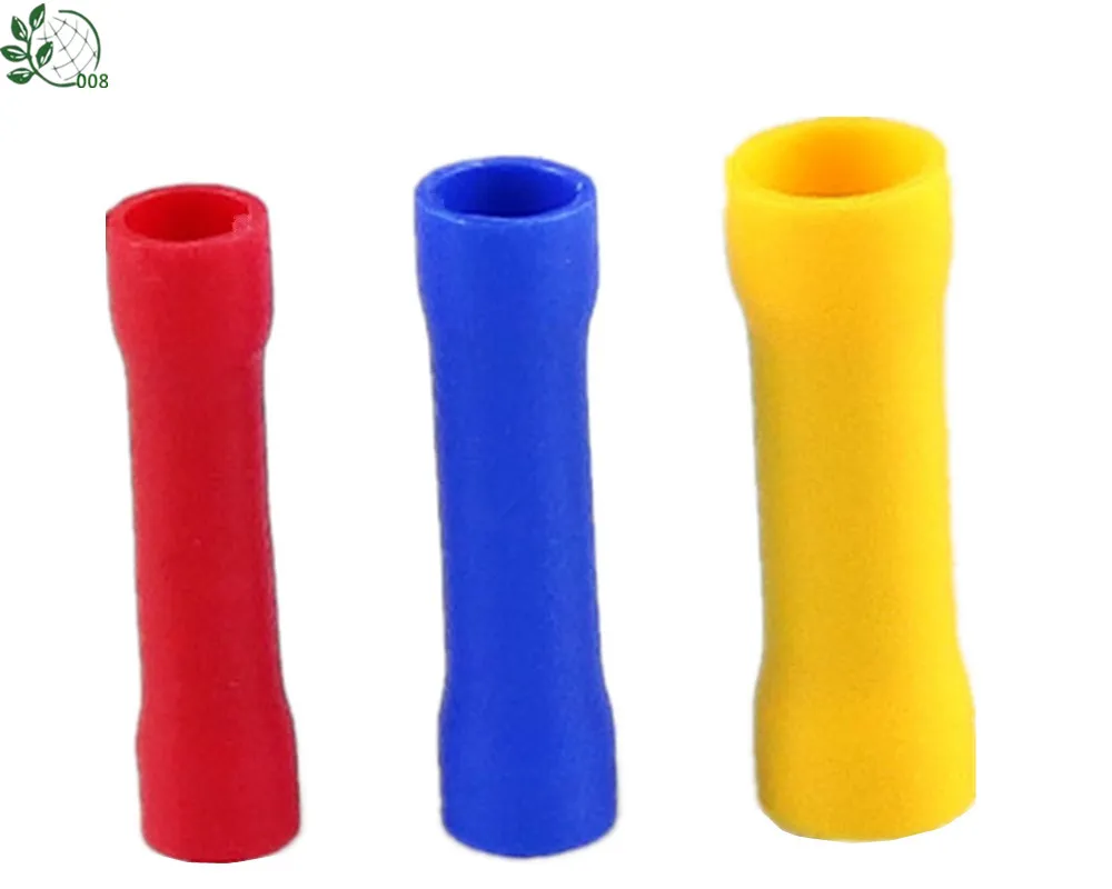 50pcs Assorted Insulated Straight Butt Connectors Electrical Crimp Wire Cable Terminals Set Red Blue Yellow