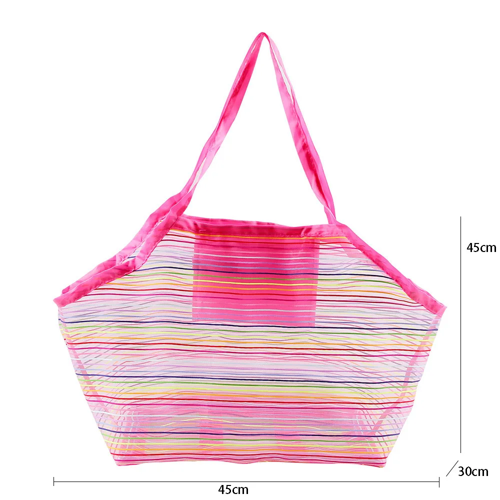 Bolsa de playa para niños y mujeres, de gran capacidad bolso de mano, malla duradera, impermeable, almacenamiento para exteriores