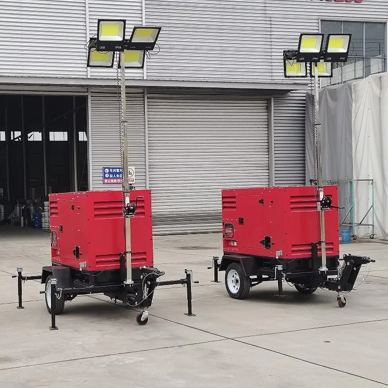 Customized 10kW 20kW 30kW Diesel Generator Mobile Light Tow/ Mobile Trailer Lighthouse Vehicle 3m 5m With Led