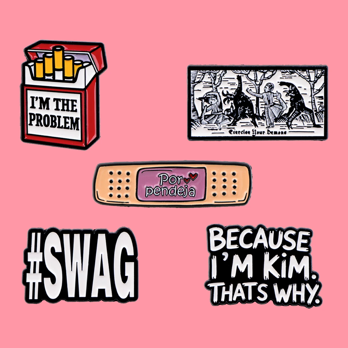 I'M THE PROBLEM Quotes Enamel Pins Illustration Band-Aid Brooch Lapel Pin Badge on Backpack Clothing Accessories Fashion Jewelry