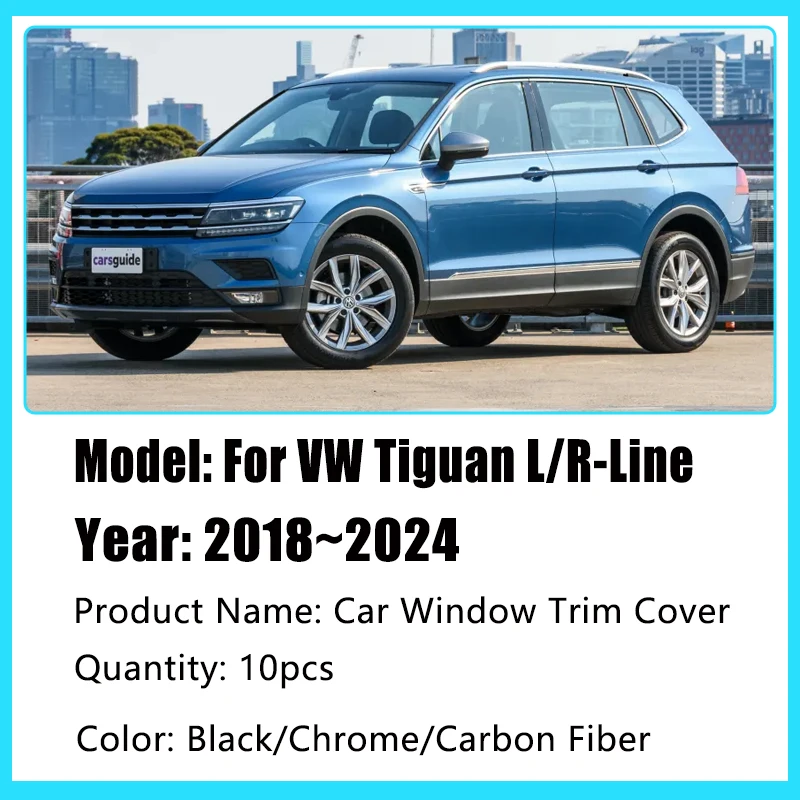 For Volkswagen VW Tiguan L 2018~2024 R-Line Car Polished Pillar Post Door Window Trim Cover Moulding Column Stickers Accessories