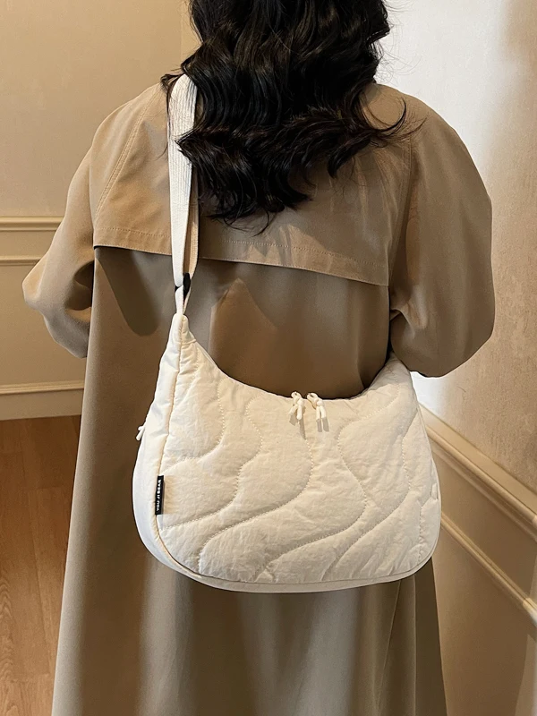 

Зимняя хлопковая сумка-кроссбоди женская 2026 года, новая, на одно плечо, в форме пельменя, для повседневного использования, большая вместимость