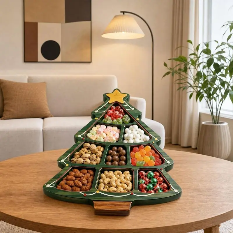 Christmas Snack Tray, Character Design Serving Platter, Festive Christmas Food Plate for Holiday Party Table Decor