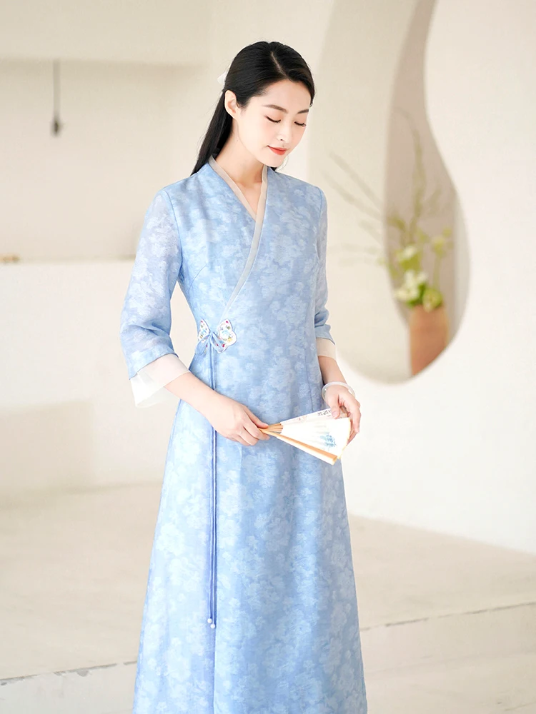 

Ele Original Hanfu Dr Summer New Sle Reformed Wind Zen Tea Tang Костюм Высококачественная аосфера Китайская традиционная ...