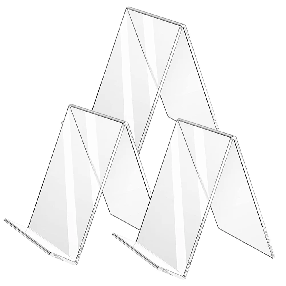 

3 Pcs Acrylic Book Holder Display Easel Clear Stand for Store Bracket Desktop Transparent End