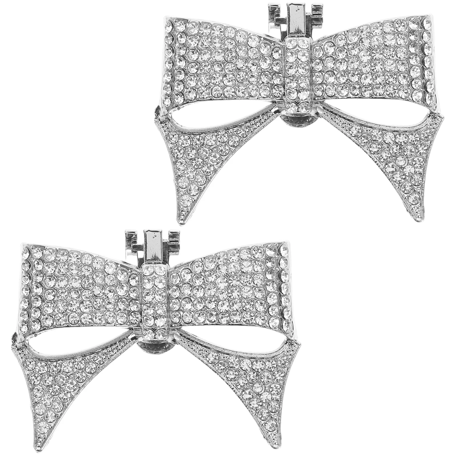 

1 Pair Rhinestone Shoe Ornament Lady Shoes Accessories Bowknot Decoration Bow Shaped Diy Flower Female Bow Knot Charms Silver