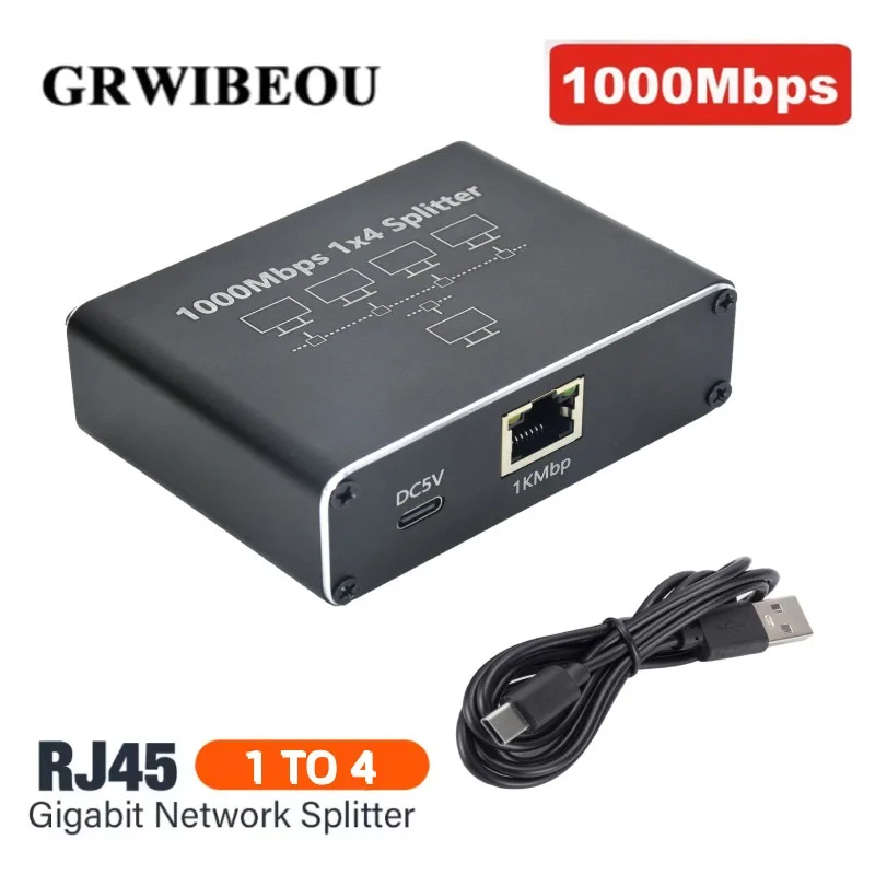 

Гигабитный разветвитель RJ45 1000 Мбит/с 1–4 Ethernet-адаптер Разъем Сетевой разветвитель Кабель для ПК Ноутбук ТВ-приставка Маршрутизатор Компьютер