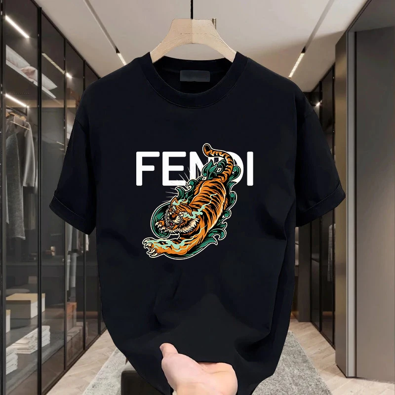 Camiseta informal de manga corta con cuello redondo para hombre, camisetas de algodón Retro Y2k de lujo, camisetas de alta calidad para hombre, novedad de verano 2025