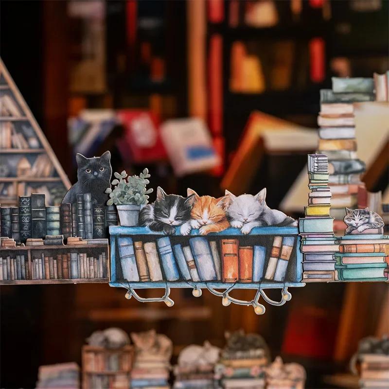 15pcs คู่มือ Bottoming ชั้นวางหนังสือ Black Cat ชั้นวางหนังสือสติกเกอร์ตู้หนังสือ Theme Pack Hard Card Series อุปกรณ์ 147*94 มม.