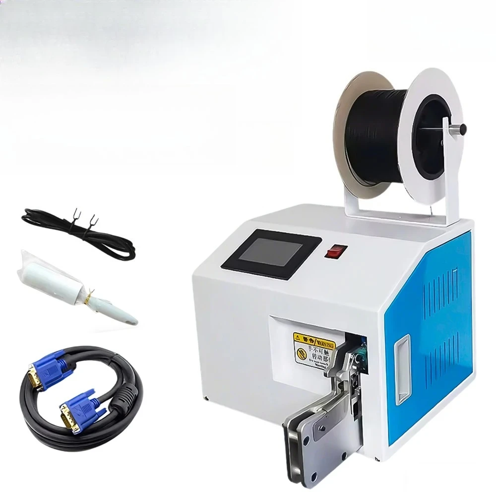 5-30mm Cable Wire Winding and Tying Machine Semi-Auto with Touch Screen Free Dispenser for USB Data HDMI Power Headphone Cables