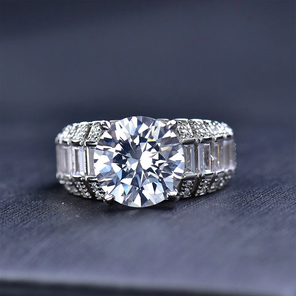 Houtros 5ct D Color VVS1 Moissanite Rings for Women 925 Sterling Silver Plated Pt950 Sparking Diamond Band Luxury Jewelry GRA