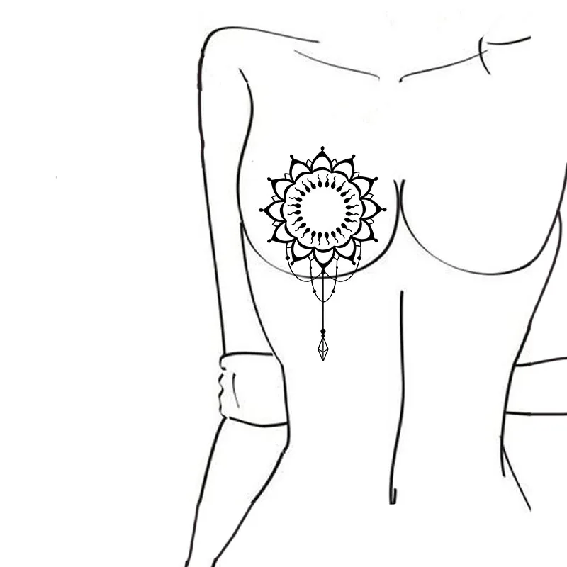 Pure Black Element Chest Temporary Sticker Sexy Waterproof and Sweat Proof Tattoo Sticker