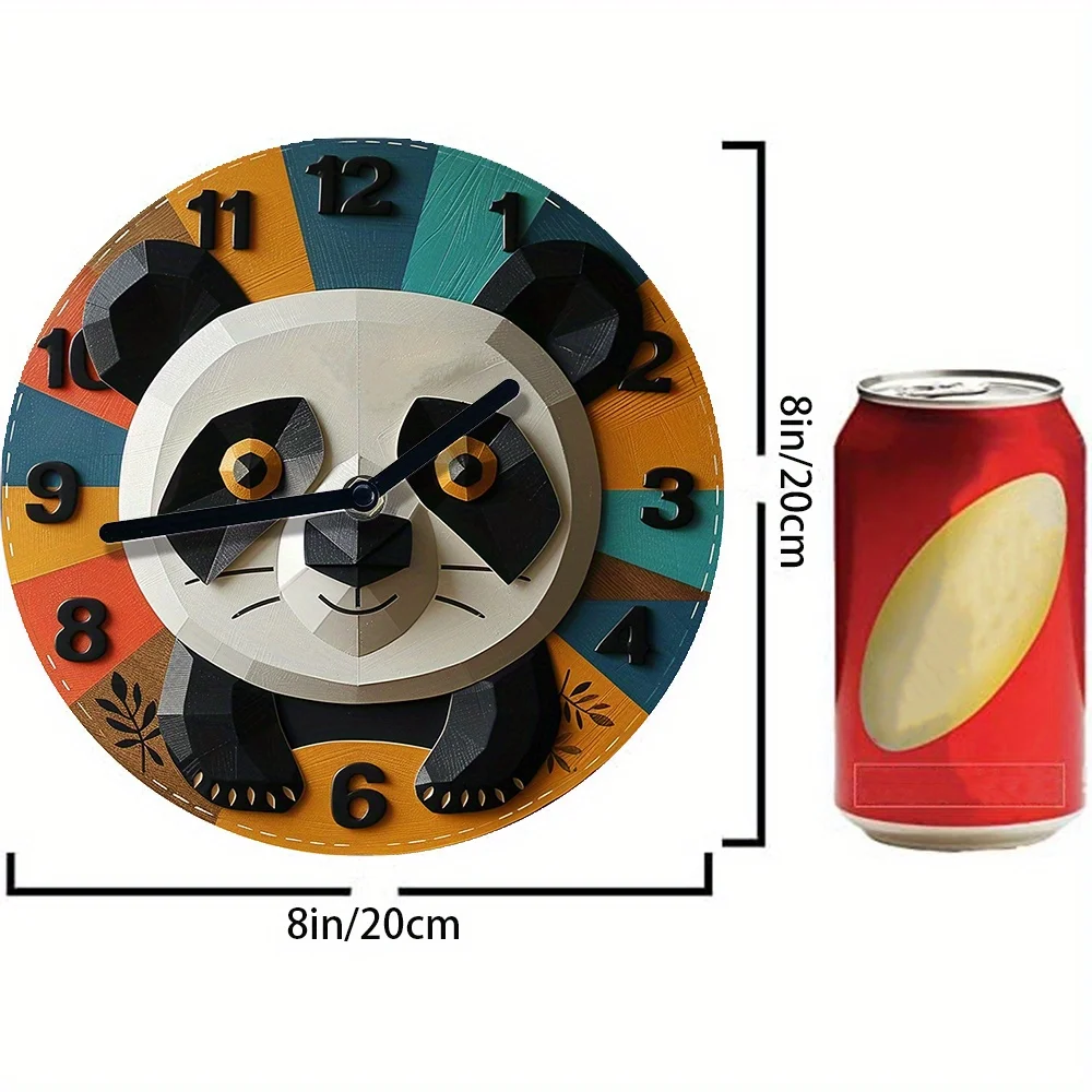 2D Panda Wall Clock - High-Definition 2D Flat Printing, Includes Clock Movement + 3 Hand Sets, DIY Assembly Kit: Create & Enjoy!