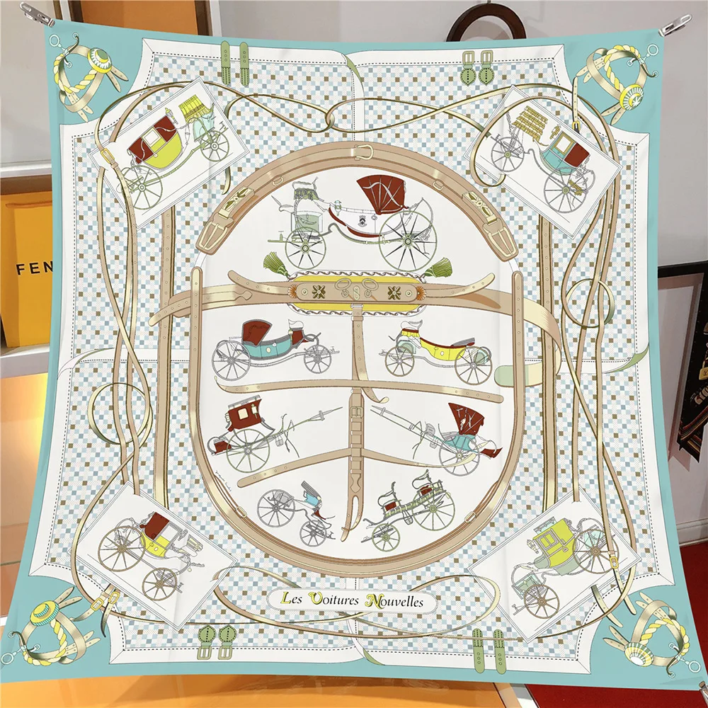 العلامة التجارية الفاخرة النقل سلسلة وشاح مربع المرأة حك الأوشحة الحريرية يلتف شاطئ شال الحجاب كبير Foulards منديل أغطية الرأس