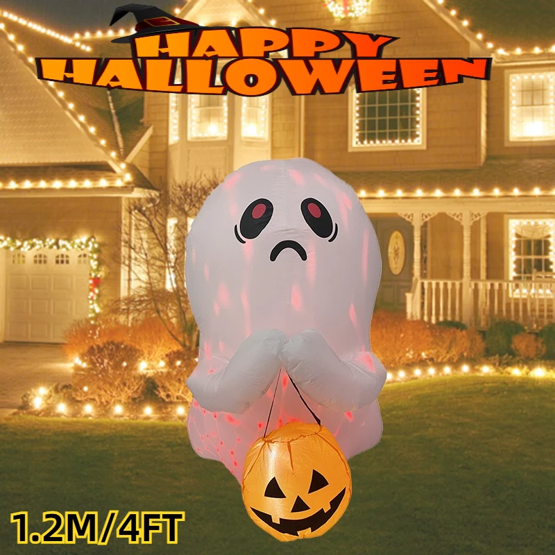 1.2M/4FT Inflatable Toy Poor Halloween Ghost Colorful Lights Illuminating Christmas Decorations Inflatable ModelParty