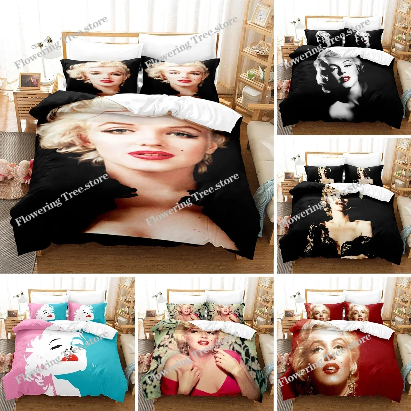 

3D Printed Marilyn Monroe Bedding Set Duvet Cover Bedroom Comforter Cover Single Twin King Size Quilt Cover Home Textile