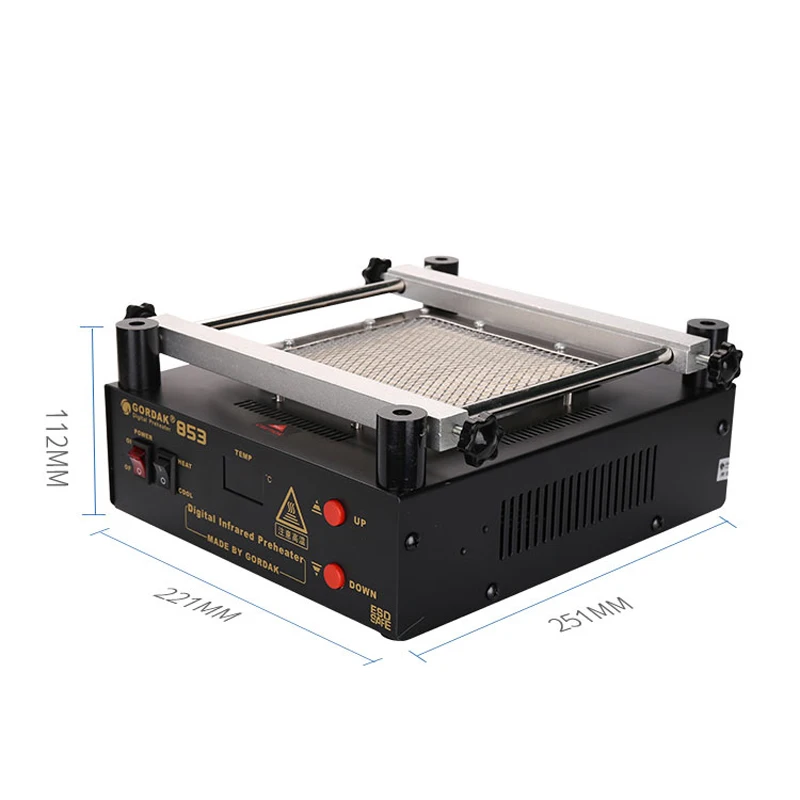 Gordak 853 IR Preheater Station ด้านล่างอุณหภูมิความร้อนควบคุม Rework Station ตะกั่วฟรีอินฟราเรด Preheater Station
