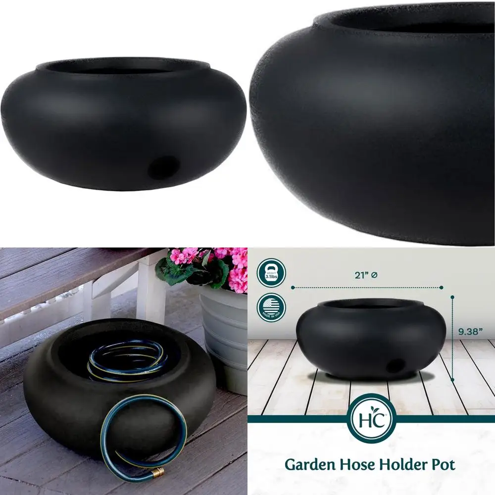 

Durable Plastic Garden Hose Pot for Yard, 100-Foot Capacity Storage, Decorative Lightweight Hose Holder