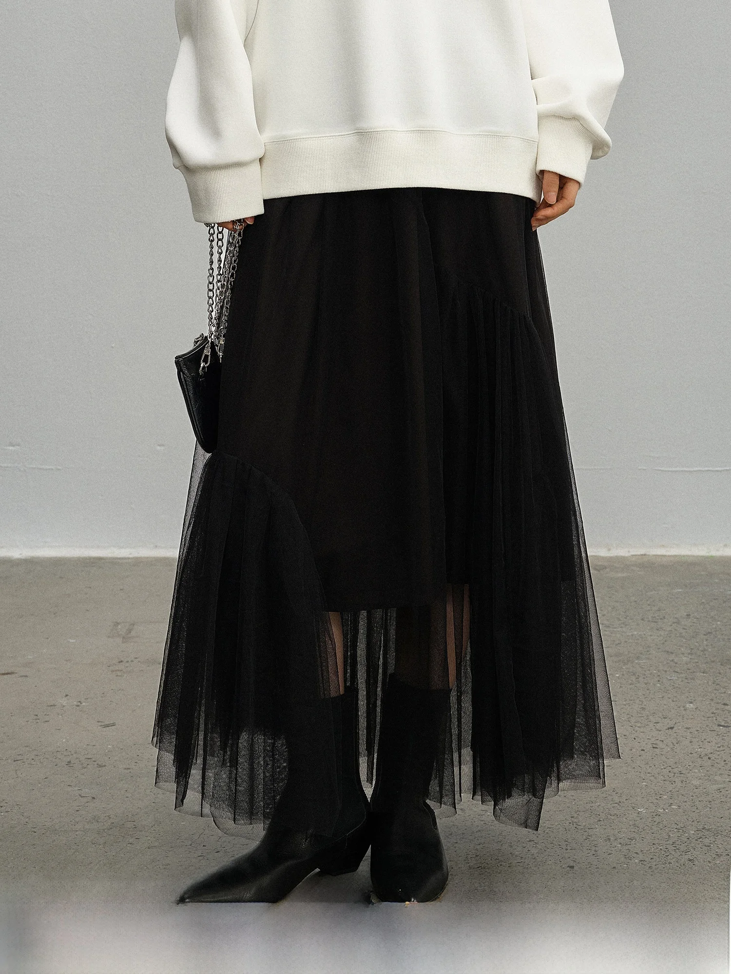 

Elegant Wildness Midi A-Line Skirt Women's Chiffon Comfortable Fashionable Simple Spring Skirt Nylon Material mid Waist