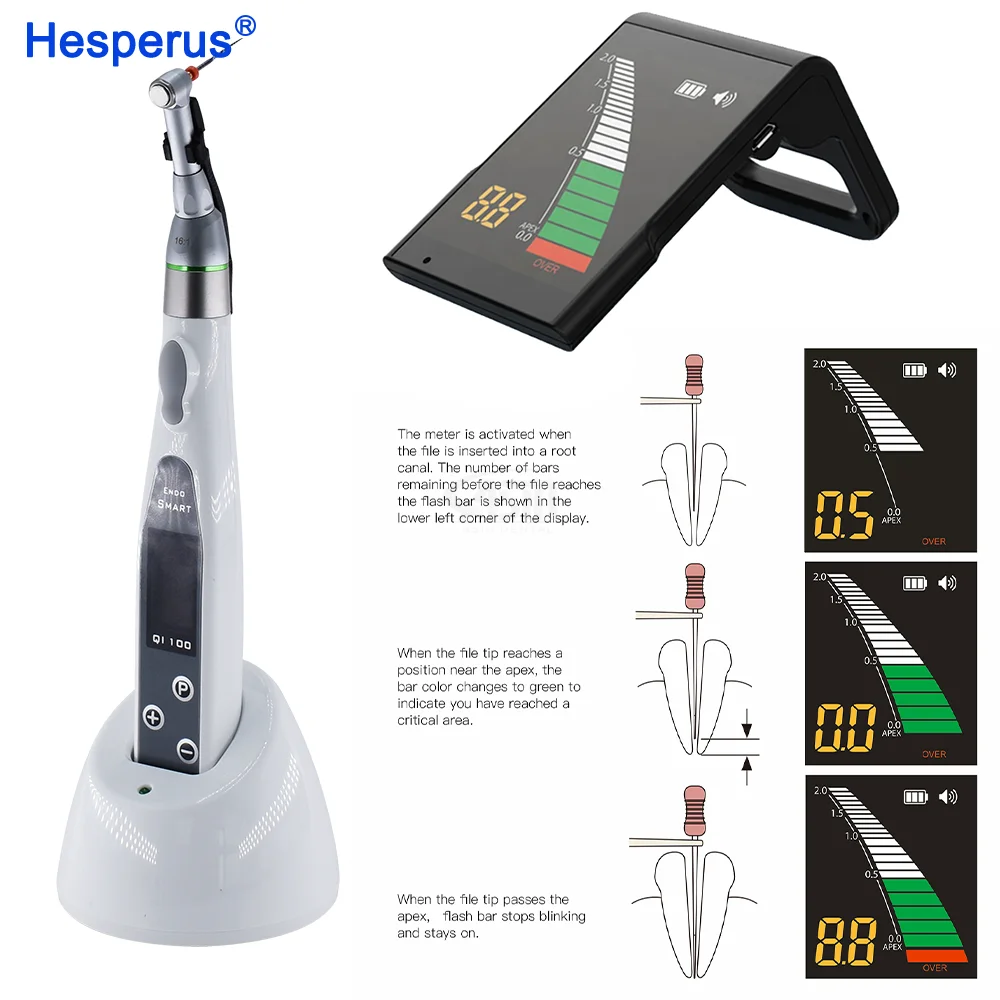 Den tal Wireless Root Canal Endomotor 360 Degree Rotating Motor with LED 16:1 Contra Angle Endodontic with Mini Apex Locator